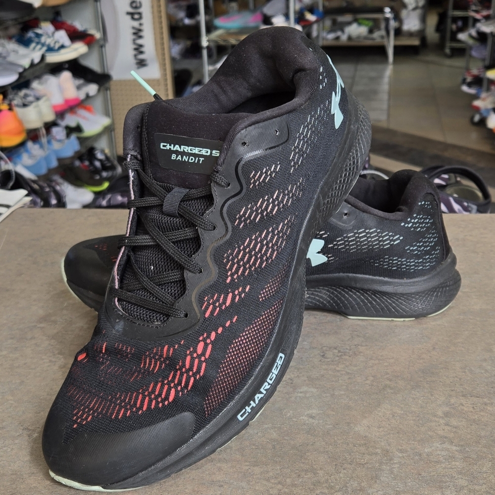 Under Armour Charged Bandit Black with Red and Blue Accents